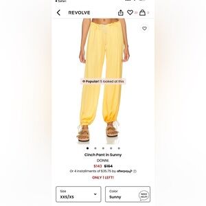 Donni cinch pant in sunny silk